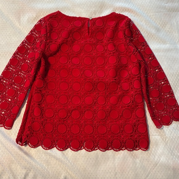Talbots Petite Cut Lace Holiday Top Seldom Worn - Picture 4 of 13